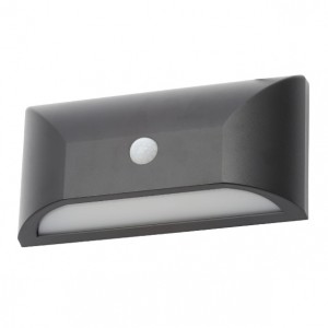 Coast Lighting CZ-31747-BLK Poole Black LED Security Wall Light With 120° | 6m PIR Cool White 4000K LEDs & Opal Diffuser+Downward Light Effect IP65 5W