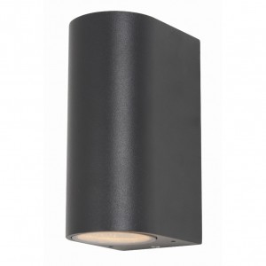 Zinc Lighting  ZN-20930-BLK Antar Black Aluminium Round Up/Down GU10 Wall Light - Requires Lamps IP44 2 x 35W GU10 240V