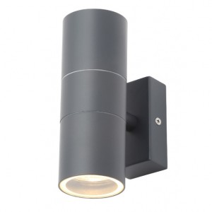 Zinc Lighting  ZN-20941-ANTH Leto Anthracite Grey Aluminium Round Up/Down GU10 Wall Light With Clear Glass Diffusers - Requires Lamps IP44 2x 35W