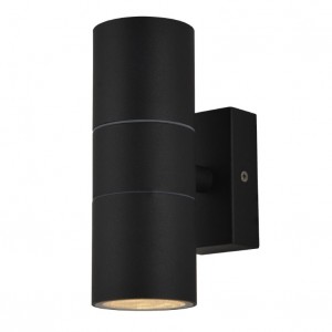 Zinc Lighting  ZN-20941-BLK Leto Black Aluminium Round Up/Down GU10 Wall Light With Clear Glass Diffusers - Requires Lamps IP44 2 x 35W GU10 240V
