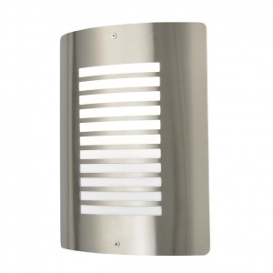 Zinc Lighting  ZN-25340-SST Sigma Stainless Steel Curved Wall Light With Slatted Panel Design IP44 42W GLS ES 240V