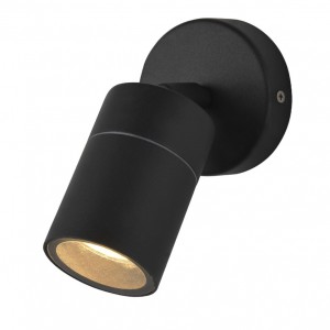 Zinc Lighting  ZN-26536-BLK Leto Black Aluminium Round Adjustable GU10 Spotlight With Clear Glass Diffuser - Requires Lamp IP44 35W GU10 240V