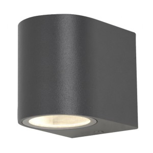 Zinc Lighting  ZN-29181-BLK Antar Black Aluminium Round Down GU10 Wall Light - Requires Lamps IP44 35W GU10 240V