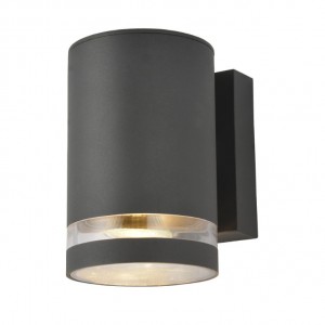 Zinc Lighting  ZN-29190-ATR Lens Anthracite Grey Aluminium Round Down GU10 Wall Light With Clear Glass Diffuser - Requires Lamp IP44 35W GU10 240V