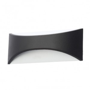 Zinc Lighting  ZN-31767-BLK Stroud Black Aluminium Curved LED Up/Down Wall Light With Cool White 4000K LEDs & Opal Diffuser IP65 12W 400Lm 240V