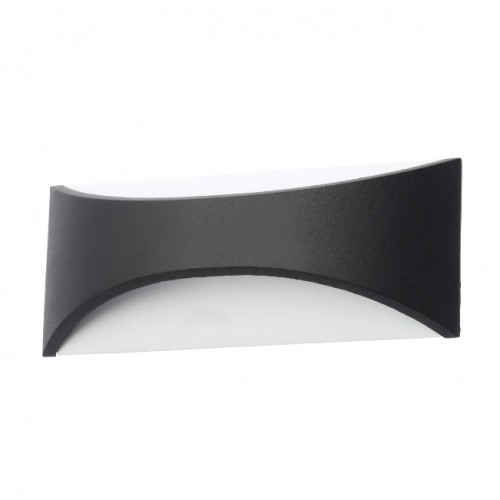 Zinc Lighting  ZN-31767-BLK Stroud Black Aluminium Curved LED Up/Down Wall Light With Cool White 4000K LEDs & Opal Diffuser IP65 12W 400Lm 240V