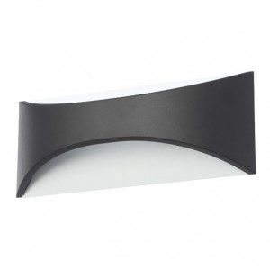 Zinc Lighting  ZN-31768-BLK Stroud Black Aluminium Curved LED Up/Down Wall Light With Cool White 4000K LEDs & Opal Diffuser IP65 6W 275Lm 240V