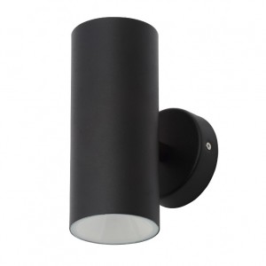 Zinc Lighting  ZN-33460-BLK Melo Black Aluminium Round LED Up/Down Wall Light With Cool White 4000K LEDs & Glass Diffusers IP54 2 x 5W 850Lm 240V