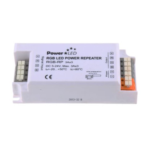 PowerLED RGB-RP White Plastic RGBW LED Power Repeater With 4 Channel RGB + White Control 3A 6-24Vdc