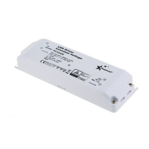 PowerLED PCV2436 White Plastic Constant Voltage LED Driver IP20 36W 24Vdc Length: 166mm | Width: 52mm | Depth: 28mm