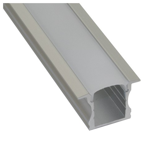 PowerLED EXT5 Silver Aluminium Deep Profile Extrusion With 1 x Clear Diffuser, 1 x Opal Diffuser, 4 x End Caps & Mounting Clips For LED Flexible Strip