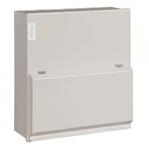 Hager VML406AH Design 10 White Metal 18th Edition 6 Way RCD Isolator Consumer Unit With 63A 30mA Type A RCD Width: 227mm | Height: 246mm | Depth:100mm