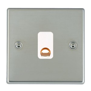 Hamilton Litestat 73COW Hartland Bright Steel Raised Edge Screwed Flex Outlet Frontplate With White Insert 20A