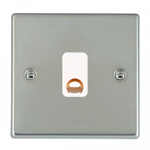 Hamilton Litestat 73COW Hartland Bright Steel Raised Edge Screwed Flex Outlet Frontplate With White Insert 20A