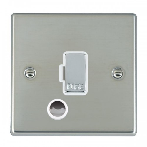 Hamilton Litestat 73FOCBC-W Hartland Bright Steel Raised Edge Screwed Unswitched Fused Connection Unit With Front Flex Outlet & White Insert 13A