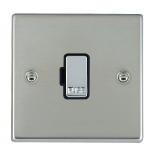Hamilton Litestat 73FOBC-B Hartland Bright Steel Raised Edge Screwed Unswitched Fused Connection Unit With Bright Chrome Fuse Cover & Black Insert 13A