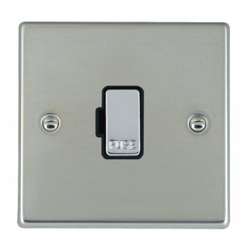 Hamilton Litestat 73FOBC-B Hartland Bright Steel Raised Edge Screwed Unswitched Fused Connection Unit With Bright Chrome Fuse Cover & Black Insert 13A