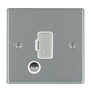 Hamilton Litestat 74FOCSS-W Hartland Satin Steel Raised Edge Screwed Unswitched Fused Connection Unit With Front Flex Outlet & White Insert 13A