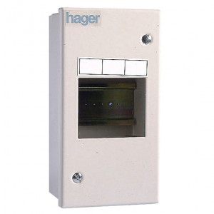 Hager IU3 White Steel 1 Row 3 Module DIN Rail Enclosure Without Door Height: 152mm | Width: 80mm | Depth: 62mm
