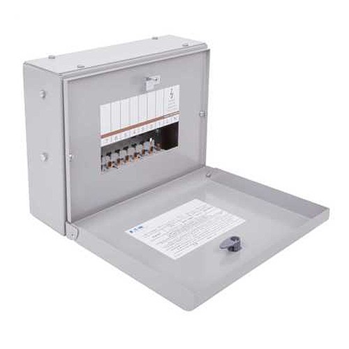 Eaton EAM7 Memshield3 Grey Metal 7 Way Single Phase SPN Type A Distribution Board - Requires Incomer IP3X 125A