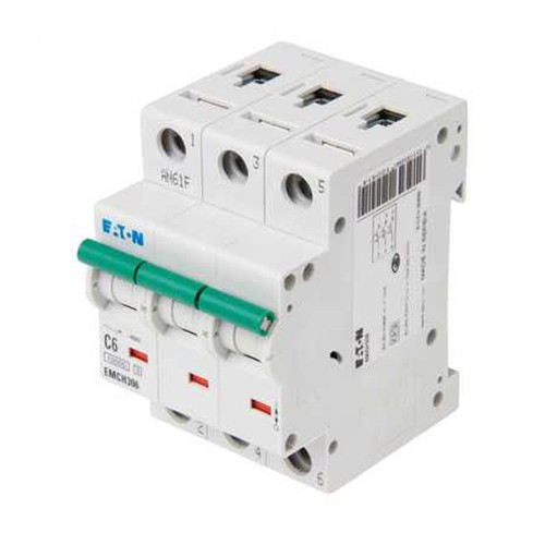 Eaton EMCH306 Memshield3 3 Module Triple Pole Type C Miniature Circuit Breaker MCB 6A 10kA/15kA