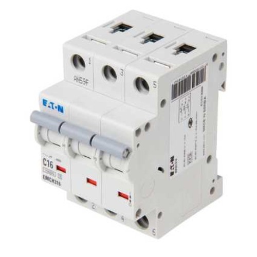 Eaton EMCH316 Memshield3 3 Module Triple Pole Type C Miniature Circuit Breaker MCB 16A 10kA/15kA