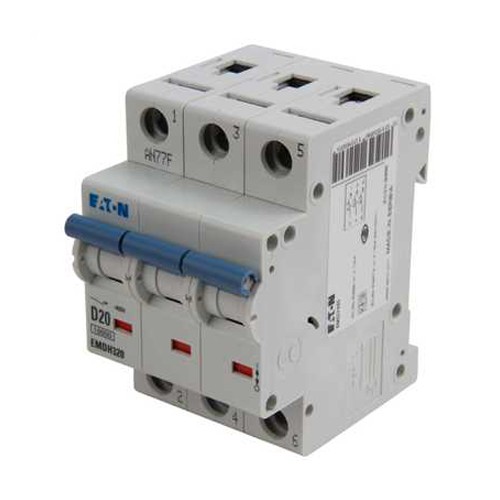 Eaton EMDH320 Memshield3 3 Module Triple Pole Type D Miniature Circuit Breaker MCB 20A 10kA/15kA