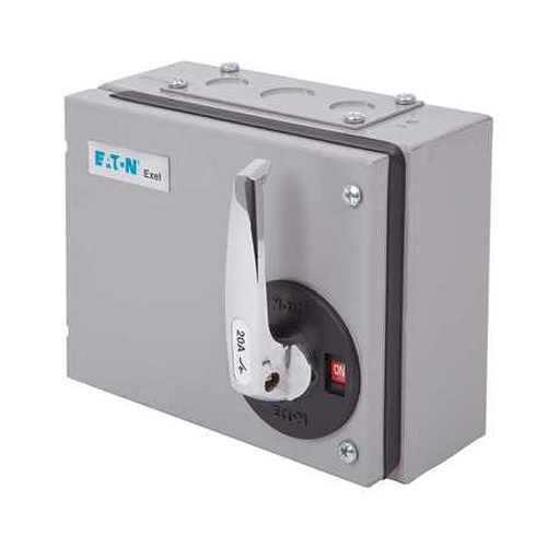 Eaton 15AXD2 Exel2 Grey Metal Three Phase DP Switch Disconnector 20A 415V Height: 159mm | Width: 193mm | Depth: 92mm