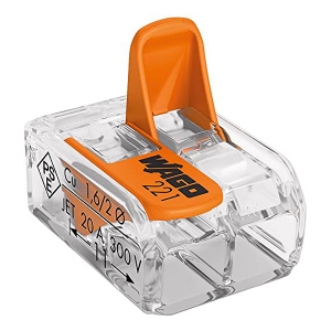 Wago 221-412 Transparent 2 Pole Compact Lever Operated Connector With CAGE CLAMP for Solid & Stranded Cable (Pack Size 100) 32A 450V 0.2mm² - 4mm²