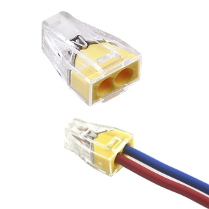 Wago 773-102 Transparent 2 Pole Push Wire Connector With Yellow Cover For Junction Boxes (Pack Size 100) 24A 400V 0.75mm² - 2.5mm²