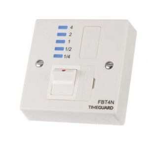 Timeguard FBT4N White 4 Hour Electronic Boost Timer & Fused Spur With 5 ON Times & Pushbutton Selection Fits Standard 25mm Mounting Box 13A 3kW