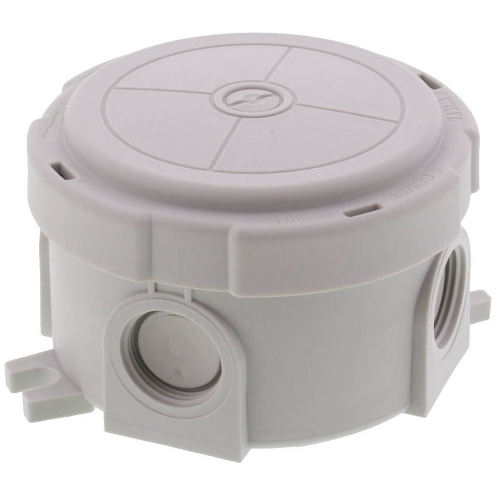 Wiska 10110629 COMBI® 304 Grey Polypropylene Round Weatherproof Junction Box With 4 Self Sealing Cable Inlets Without Terminals IP66/IP67 400V DiaØ:82mm | D:57mm