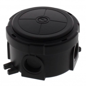 Wiska 10110630 COMBI® 304 Black Polypropylene Round Weatherproof Junction Box With 4 Self Sealing Cable Inlets Without Terminals IP66/IP67 400V DiaØ:82mm | D:57mm