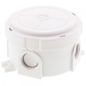 Wiska 10110631 COMBI® 304 White Polypropylene Round Weatherproof Junction Box With 4 Self Sealing Cable Inlets Without Terminals IP66/IP67 400V DiaØ:82mm | D:57mm