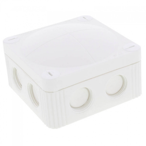 Wiska 10060610 COMBI® 308 White Polypropylene Weatherproof Junction Box With 8 Self Sealing Cable Inlets Without Terminals IP66/IP67 400V L:85mm | W:85mm | D:51mm