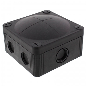 Wiska 10105601 COMBI® 407 Black Polypropylene Weatherproof Junction Box With 6 Self Sealing Cable Inlets Without Terminals IP66/IP67 690V L:95mm | W:95mm | D:60mm