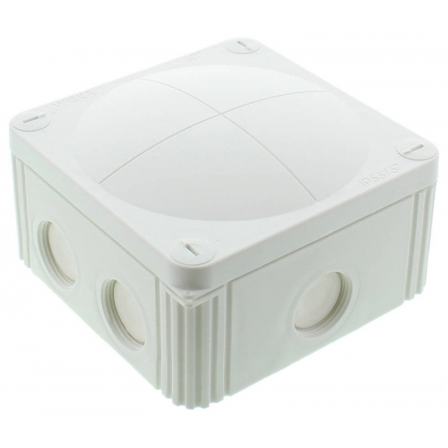 Wiska 10060533 COMBI® 607 White Polypropylene Weatherproof Junction Box With 8 Self Sealing Cable Inlets Without Terminals IP66/IP67 690V L:110mm | W:110mm | D:66mm