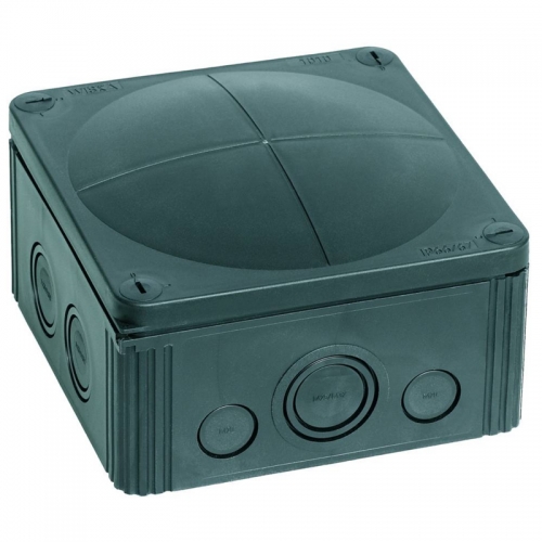 Wiska 10062214 COMBI® 1010 Black Polypropylene Weatherproof Junction Box With 10 Knockout Cable Inlets Without Terminals IP66/IP67 690V L:140mm | W:140mm | D:82mm