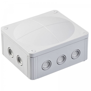 Wiska 10101459 COMBI® 1210 Grey Polypropylene Weatherproof Junction Box With 10 Self Sealing Cable Inlets Without Terminals IP66/IP67 690V L:160mm | W:140mm | D:81mm