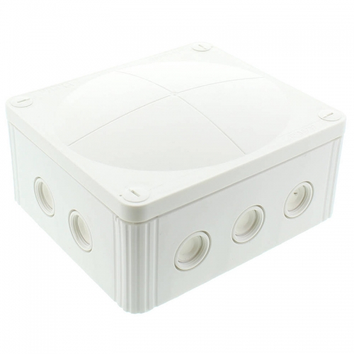 Wiska 10101461 COMBI® 1210 White Polypropylene Weatherproof Junction Box With 10 Self Sealing Cable Inlets Without Terminals IP66/IP67 690V L:160mm | W:140mm | D:81mm