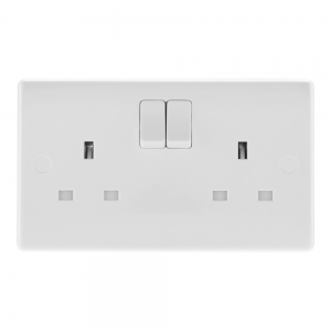 BG Electrical 822 Nexus White Moulded 2 Gang Single Pole Switched Socket 13A