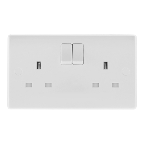 BG Electrical 822 Nexus White Moulded 2 Gang Single Pole Switched Socket 13A