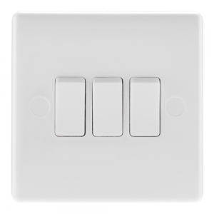 BG Electrical 843 Nexus White Moulded 3 Gang 2 Way Plateswitch 10Ax