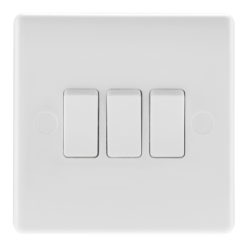 BG Electrical 843 Nexus White Moulded 3 Gang 2 Way Plateswitch 10Ax