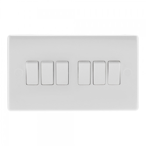 BG Electrical 846 Nexus White Moulded 6 Gang 2 Way Plateswitch 10Ax