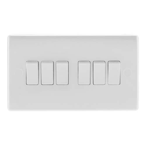 BG Electrical 846 Nexus White Moulded 6 Gang 2 Way Plateswitch 10Ax