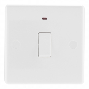 BG Electrical 833 Nexus White Moulded DP Control Switch With Neon & Flex Outlet 20A