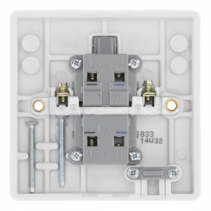 BG Electrical 833 Nexus White Moulded DP Control Switch With Neon & Flex Outlet 20A