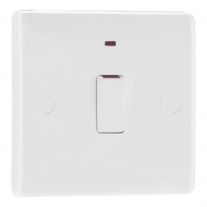 BG Electrical 833 Nexus White Moulded DP Control Switch With Neon & Flex Outlet 20A
