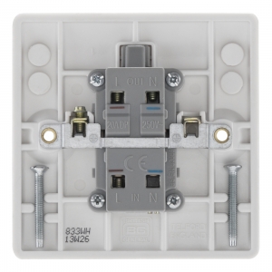 BG Electrical 833WH Nexus White Moulded DP Control Switch With Neon & Flex Outlet Marked WATER HEATER 20A